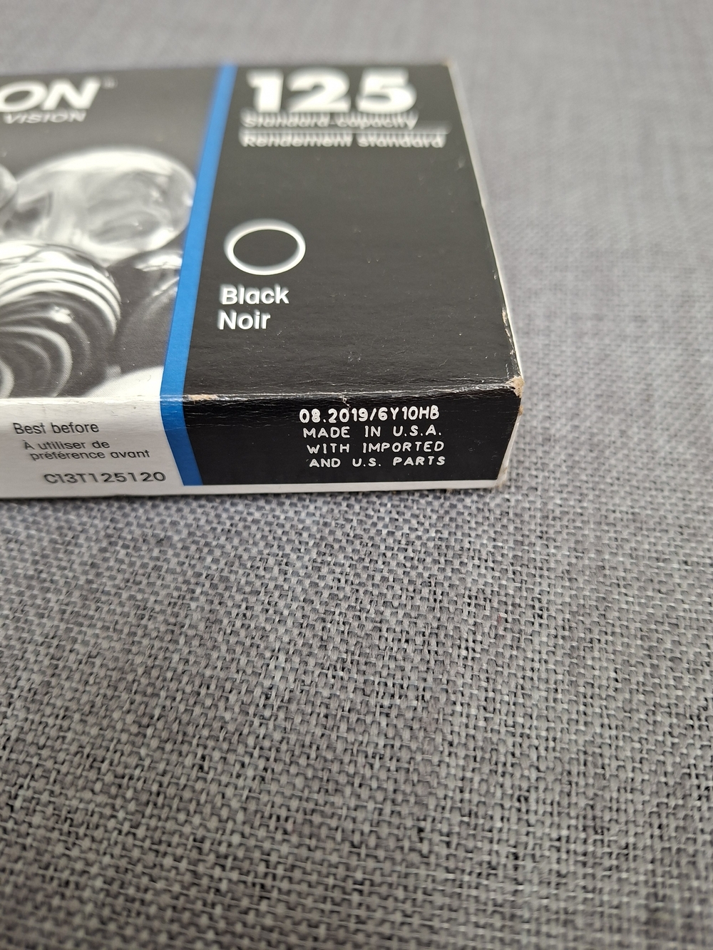 Epson 125 Black Ink Single Pack. Expired 2019